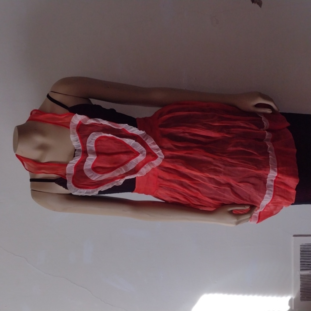 Valentine's heart red sexy apron lingerie  baking cooking